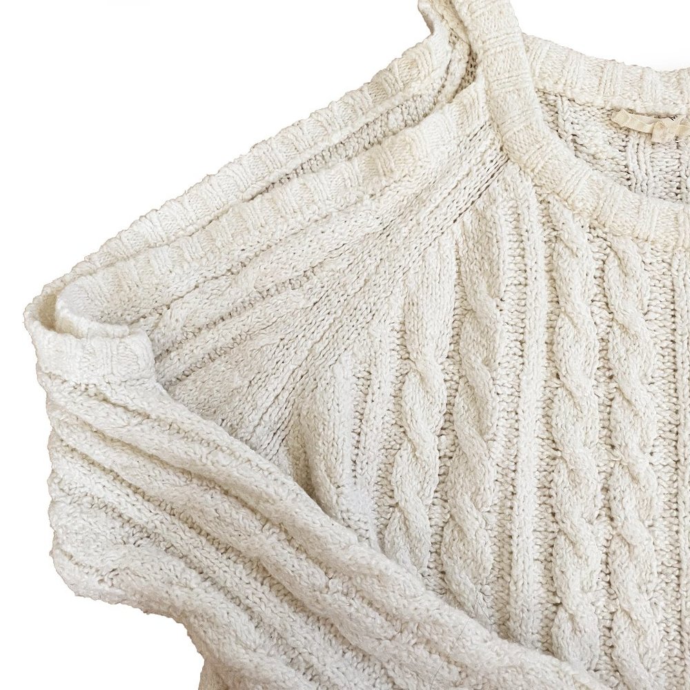 open shoulder long sleeve knit sweater